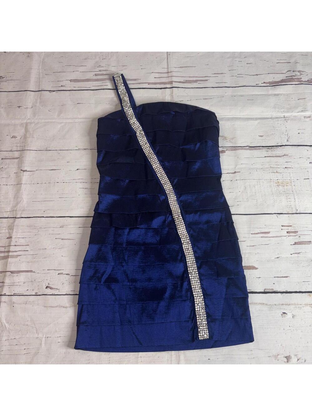 Metallic Blue Women's Tiered  Party Dress Daisy Sz S READ DESCRIPTION (A5)